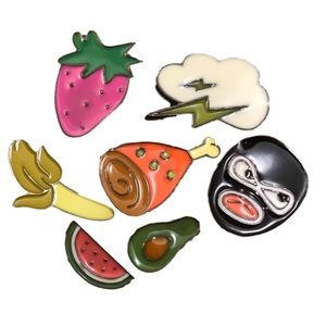 7 Enamel Pins Avocado Mexican Wrestler Lightning